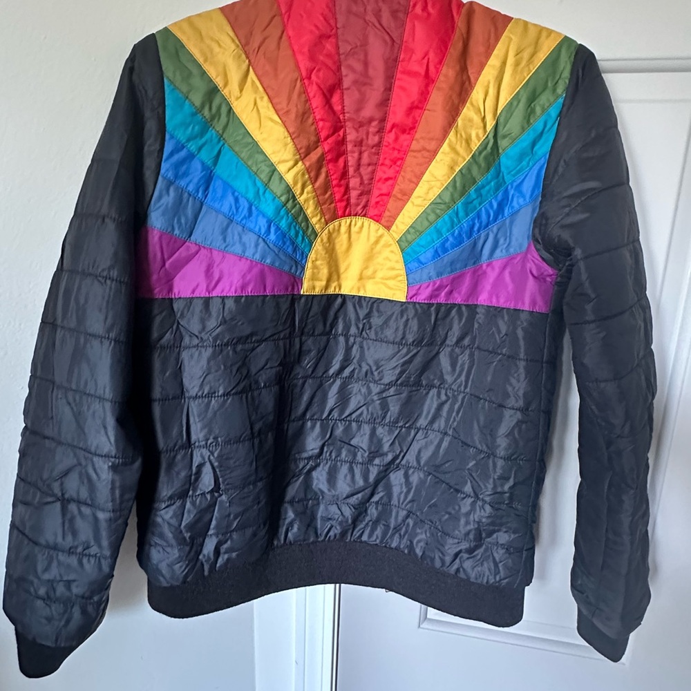 Aviator Nation Black Jacket with Rainbow Accents